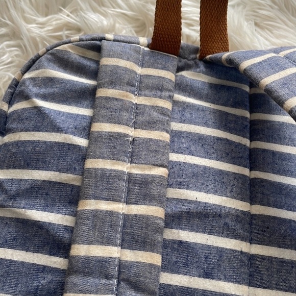 Target Explore blue white brown striped back pack back sack book bag travel bag - Picture 10 of 16